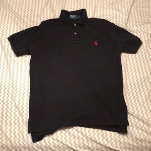 Black polo dress shirt